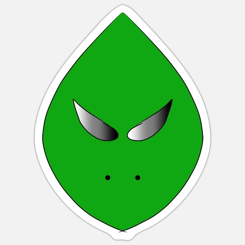 Alien vert - Sticker taille S (10 x 10 cm) - blanc mat