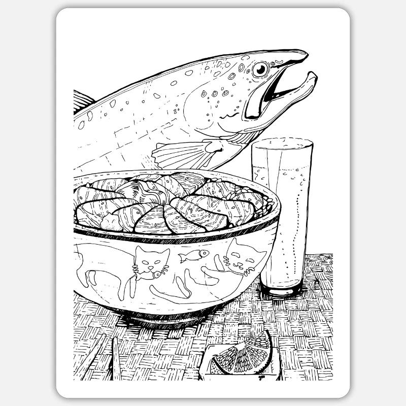 Plateau de sashimi - Sticker taille S (10 x 10 cm) - blanc mat