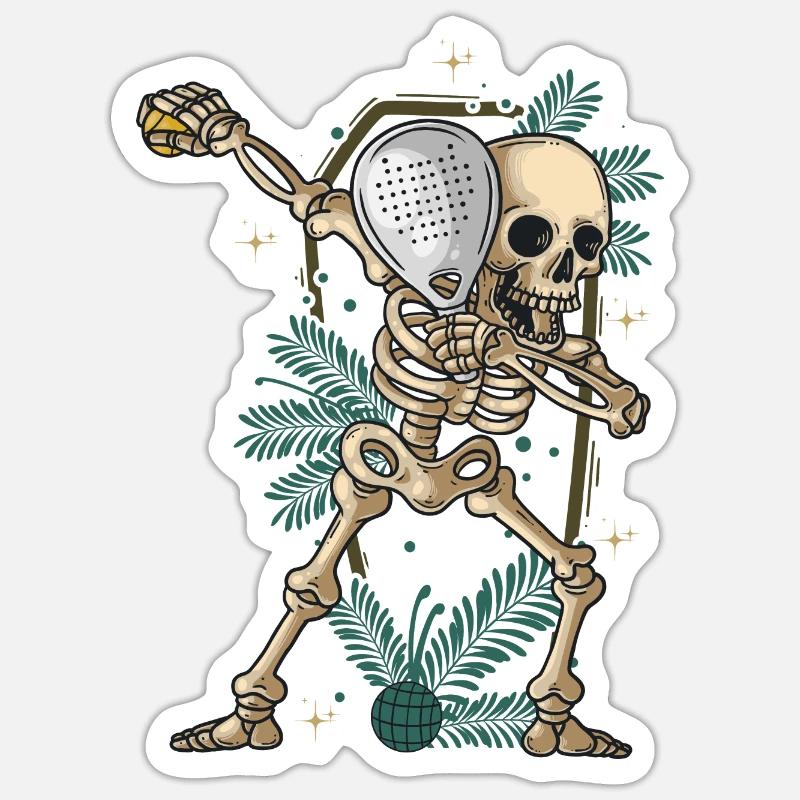Raquette de Padel Halloween Padel Dabbing Skeleton - Sticker taille S (10 x 10 cm) - blanc mat