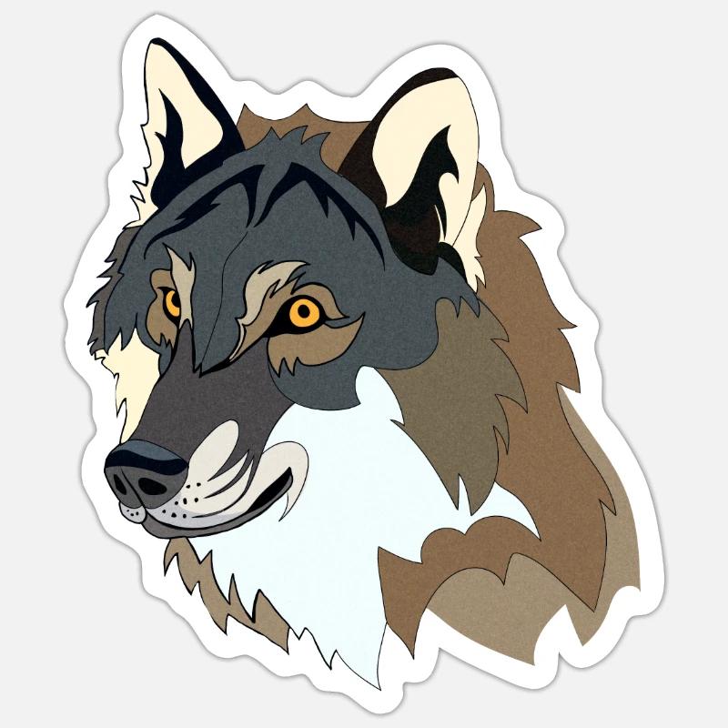 loup - Sticker taille S (10 x 10 cm) - blanc mat