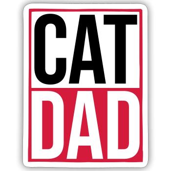 Cat Dad Logo Schild - Sticker Größe S (10 x 10 cm) - Mattweiß - Vorne