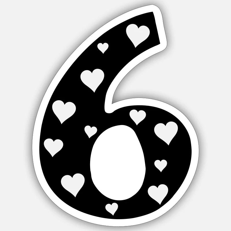 6 Geburtstag mit Herz Sticker Größe S (10 x 10 cm)