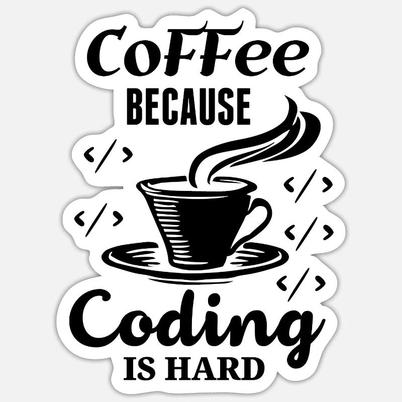 Codage Coffe - Sticker taille S (10 x 10 cm) - blanc mat