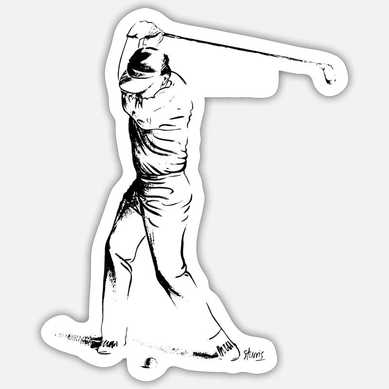 Bild eines Golfers während des Spiels - Sticker Größe S (10 x 10 cm) - Mattweiß