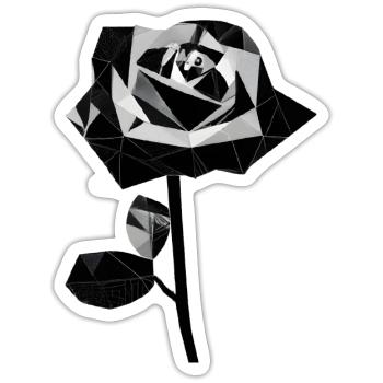 Polygone rose noire - Sticker taille S (10 x 10 cm) - blanc mat - Devant