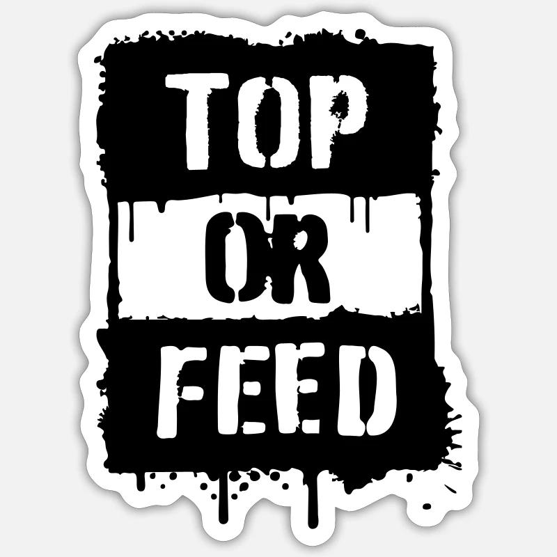 TOP ou FEED - Sticker taille S (10 x 10 cm) - blanc mat