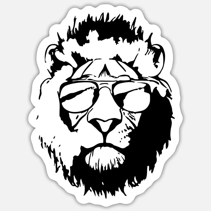 Löwe mit Sonnenbrille Geschenkidee Löwe - Sticker Größe S (10 x 10 cm) - Mattweiß