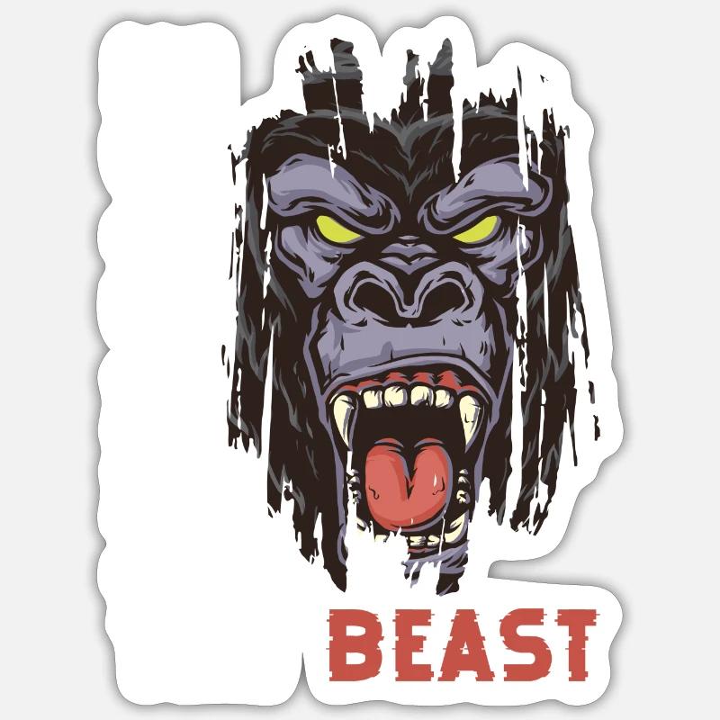 Chimpanzé singe primate - Sticker taille S (10 x 10 cm) - blanc mat
