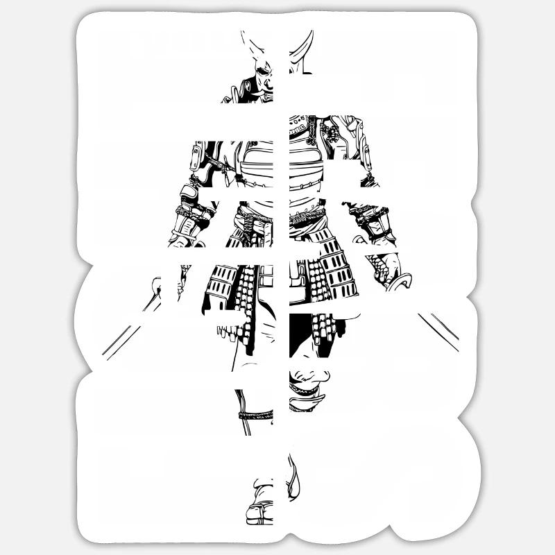 Samurai Krieger Kampfsport Kampfkunst - Sticker Größe S (10 x 10 cm) - Mattweiß
