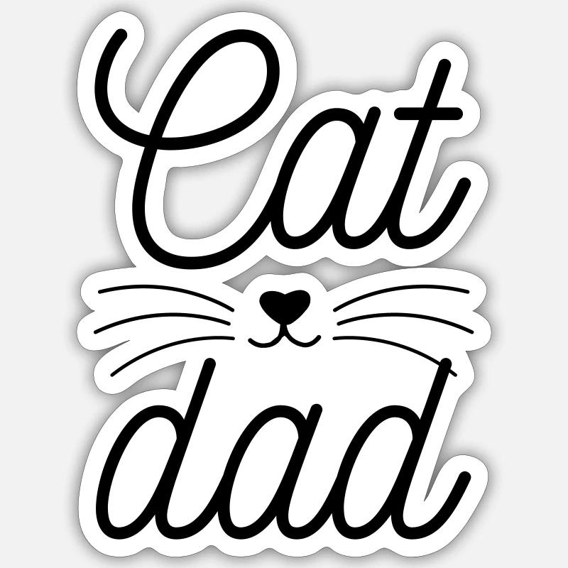 Cat dad - Sticker taille S (10 x 10 cm) - blanc mat