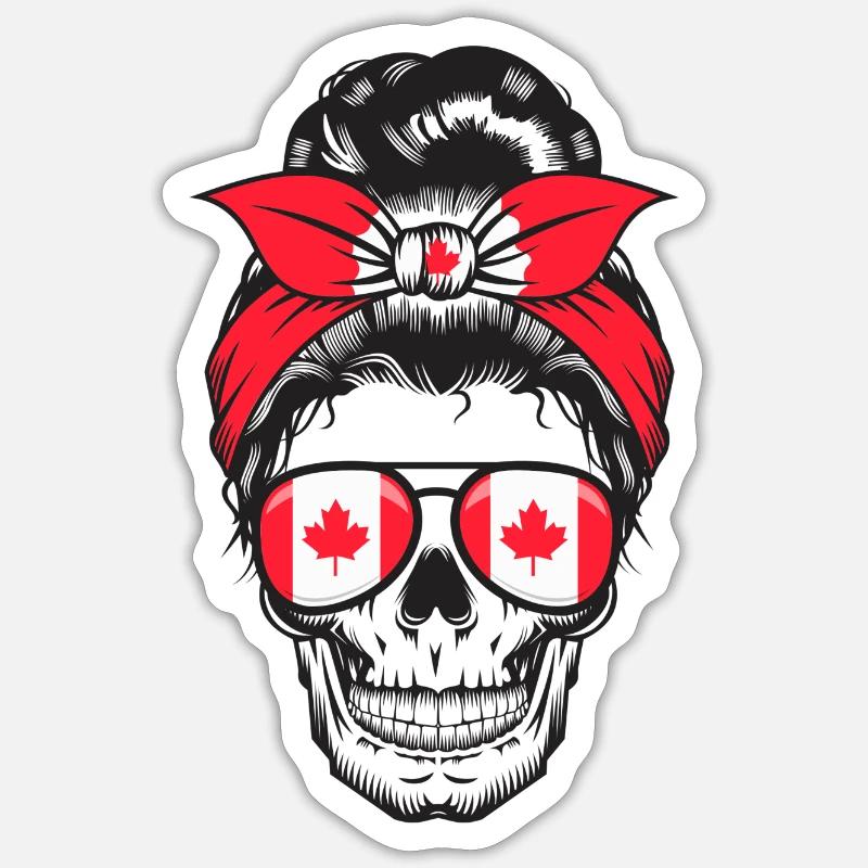 Skull Mom Canada - Sticker taille S (10 x 10 cm) - blanc mat