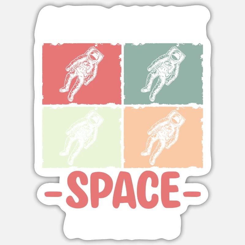 Space Shuttle Spacesuit Star Rocket - Sticker size S (10 x 10 cm) - white matte