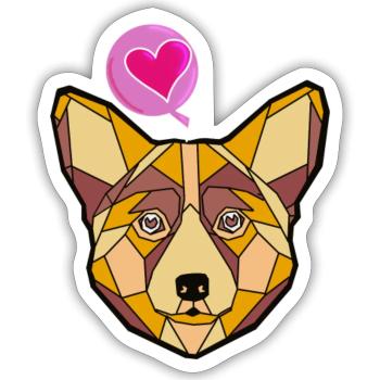 Geometric Dog with Heart - Sticker size S (10 x 10 cm) - white matte - Front