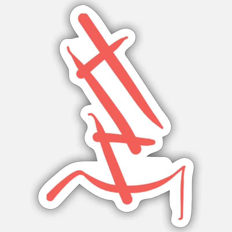 Roter, abstrakter Buchstabe E Sticker Größe S (10 x 10 cm)