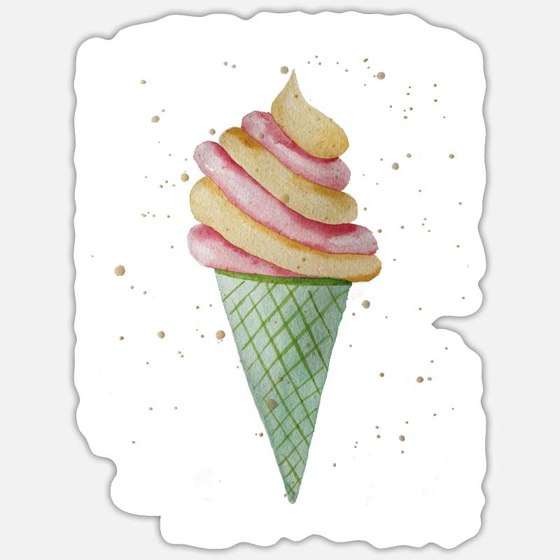 Crème glacée de Noël - Sticker taille S (10 x 10 cm) - blanc mat