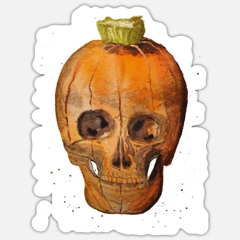 Kürbisschädel - Sticker Größe S (10 x 10 cm) - Mattweiß