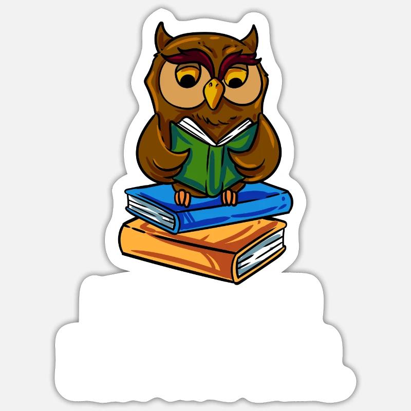 Nur Noch Ein Kapitel Bücher Eule Lesen Bücherwurm - Sticker Größe S (10 x 10 cm) - Mattweiß