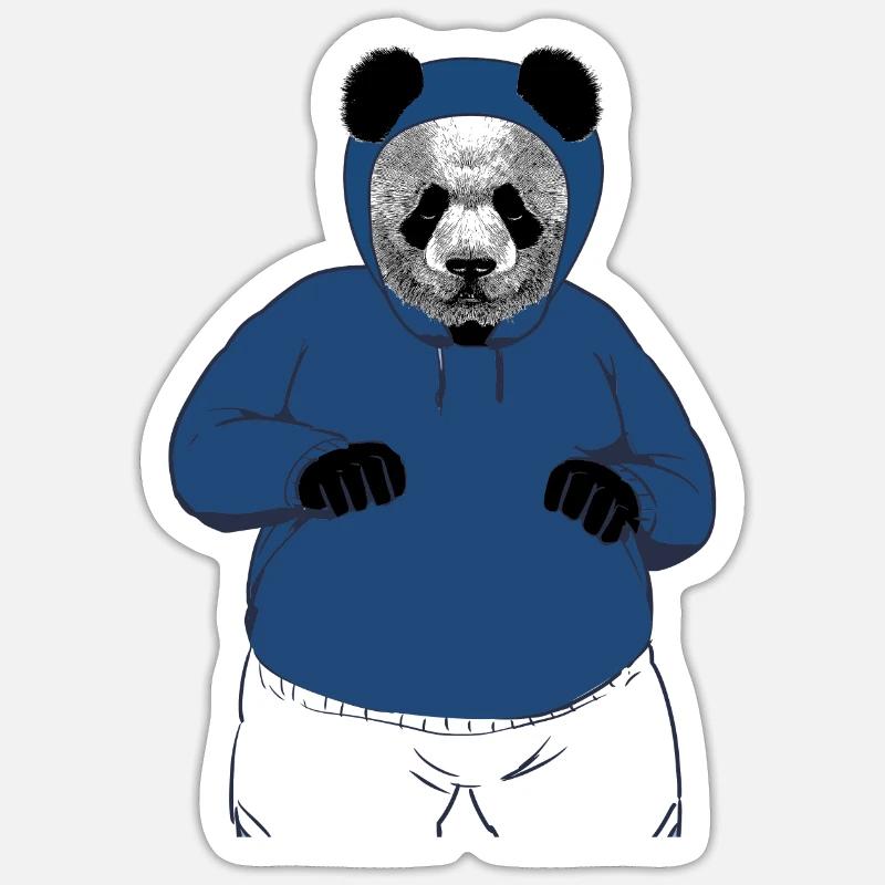 Ours panda avec sweat à capuche, pull à capuche / boxer pose Sticker taille S (10 x 10 cm)