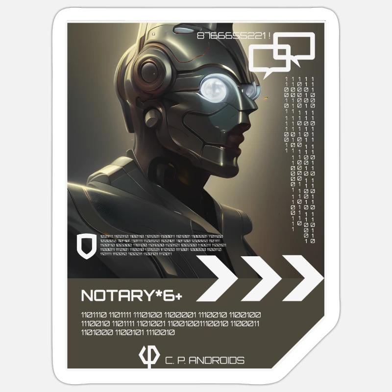 NOTARY*6+ - Android - Sticker Größe S (10 x 10 cm) - Mattweiß