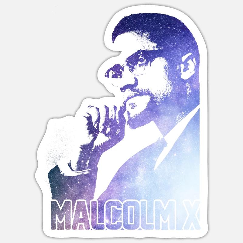 Malcolm X - Sticker taille S (10 x 10 cm) - blanc mat