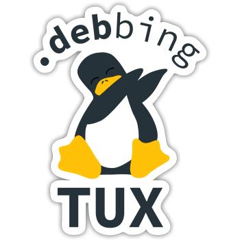 Dabbing Pinguin .debbing Tux - Sticker Größe S (10 x 10 cm) - Mattweiß - Vorne