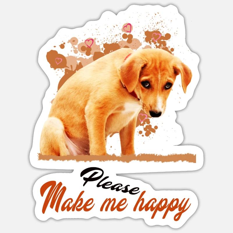 Bitte mach mich glücklich - Sticker Größe S (10 x 10 cm) - Mattweiß