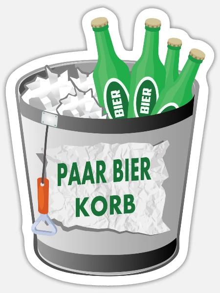 Paar Bier Korb - Sticker Größe S (10 x 10 cm) - Mattweiß