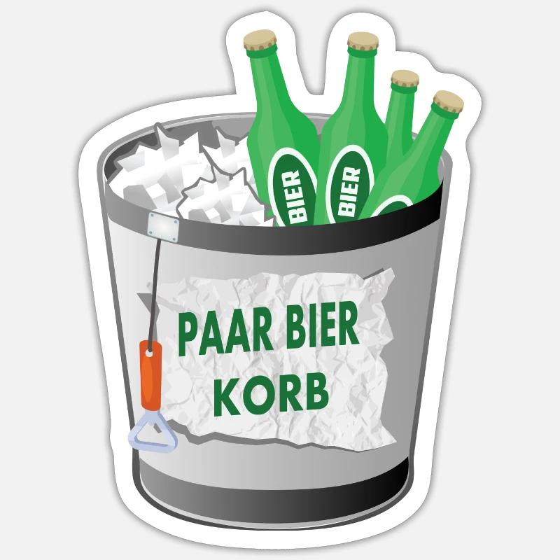 Paar Bier Korb - Sticker Größe S (10 x 10 cm) - Mattweiß
