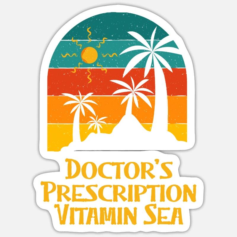 Ordonnance du médecin Vitamine Mer Funny Beach Sticker taille S (10 x 10 cm)