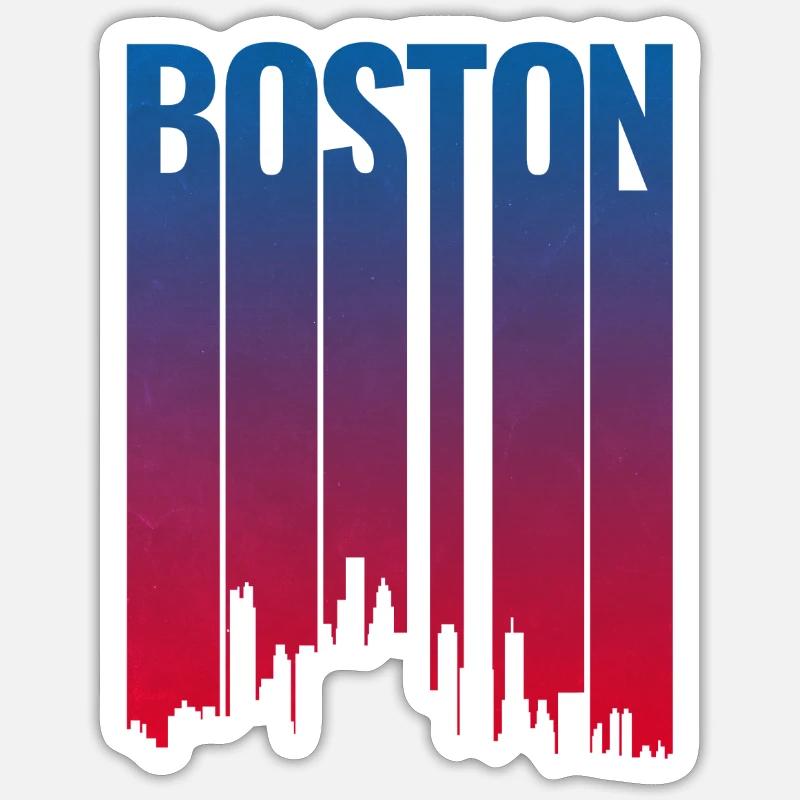 Boston Skyline Gradient Night - Sticker Größe S (10 x 10 cm) - Mattweiß