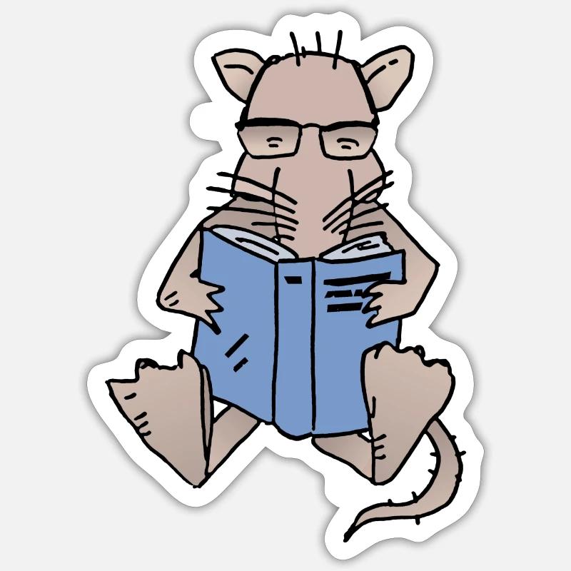 Leseratte - Sticker Größe S (10 x 10 cm) - Mattweiß