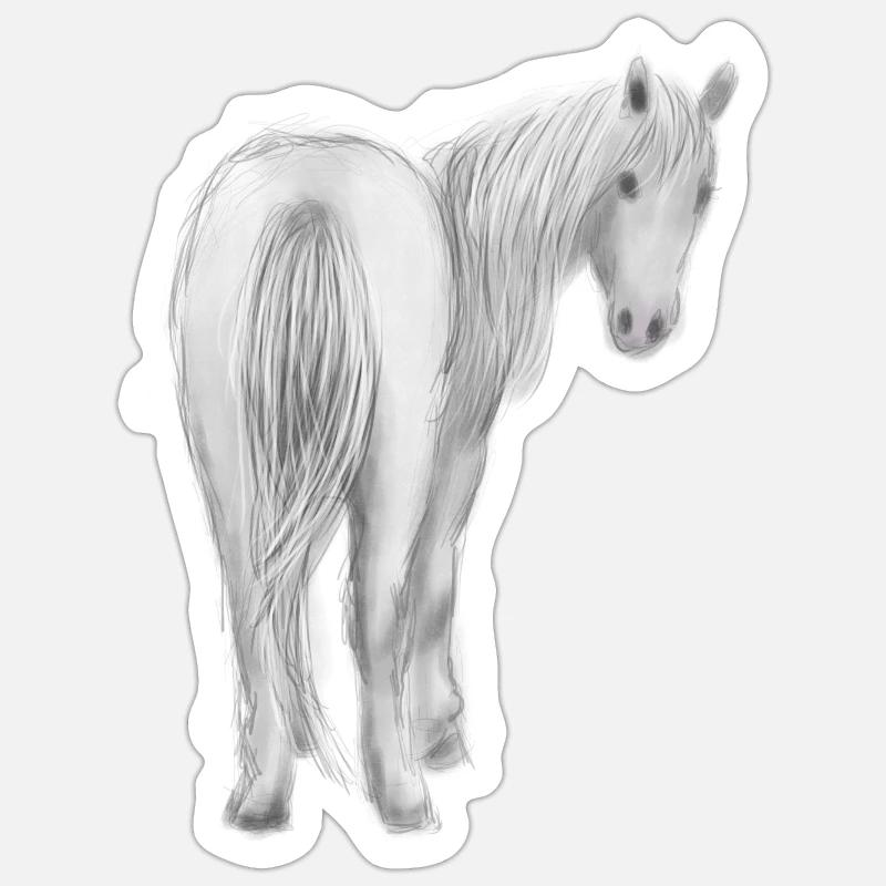 Cheval - Sticker taille S (10 x 10 cm) - blanc mat