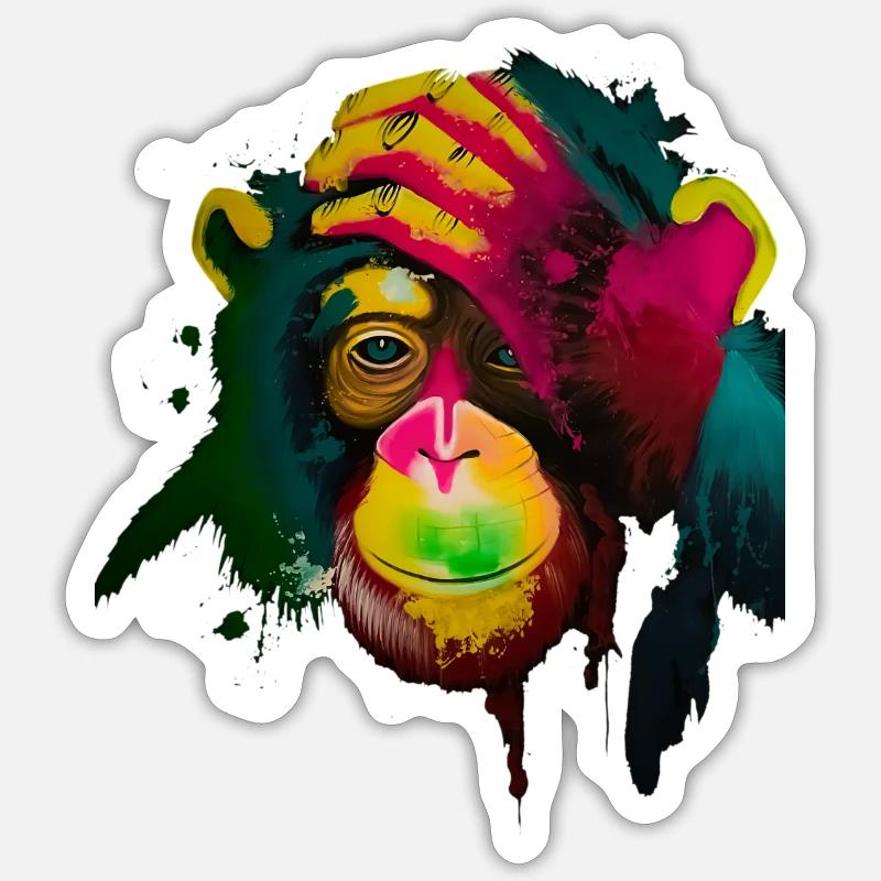 Affengesicht Sticker Größe S (10 x 10 cm)