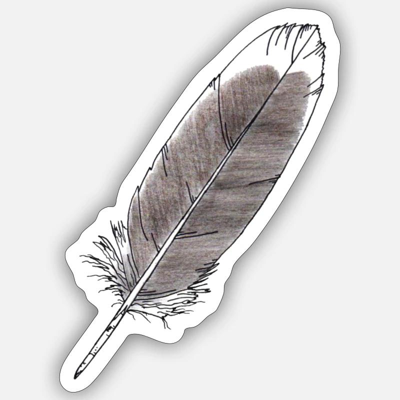 Feder Grau Handgezeichnet (Graugans) Sticker Größe S (10 x 10 cm)