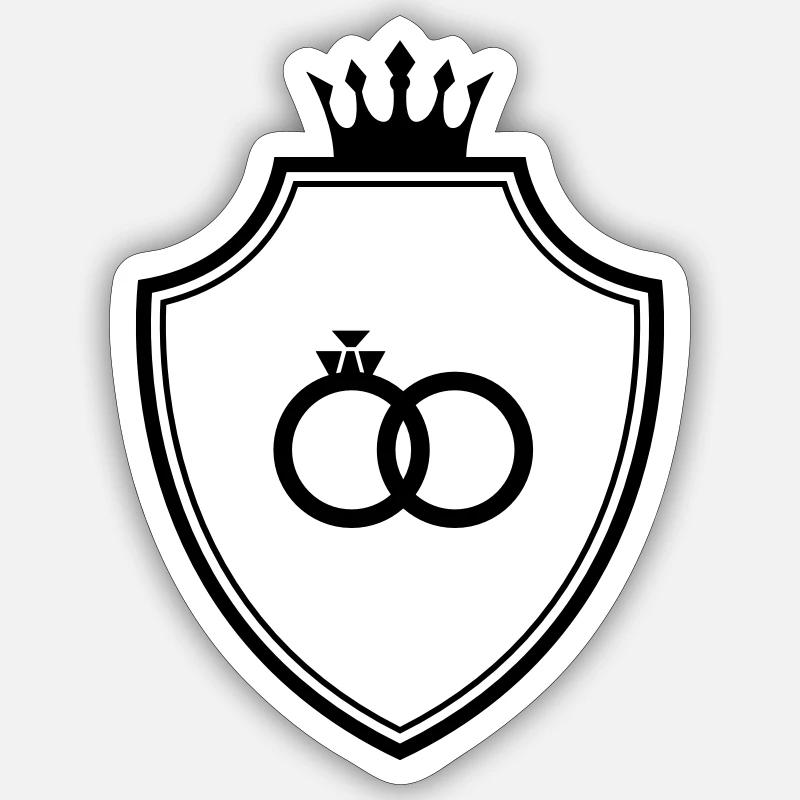 Eheringe Ring Wappen Hochzeit Sticker Größe S (10 x 10 cm)