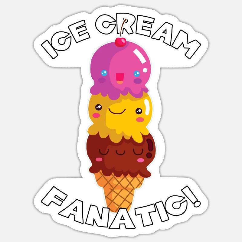 Eiscreme-Fanatiker! - Sticker Größe S (10 x 10 cm) - Mattweiß