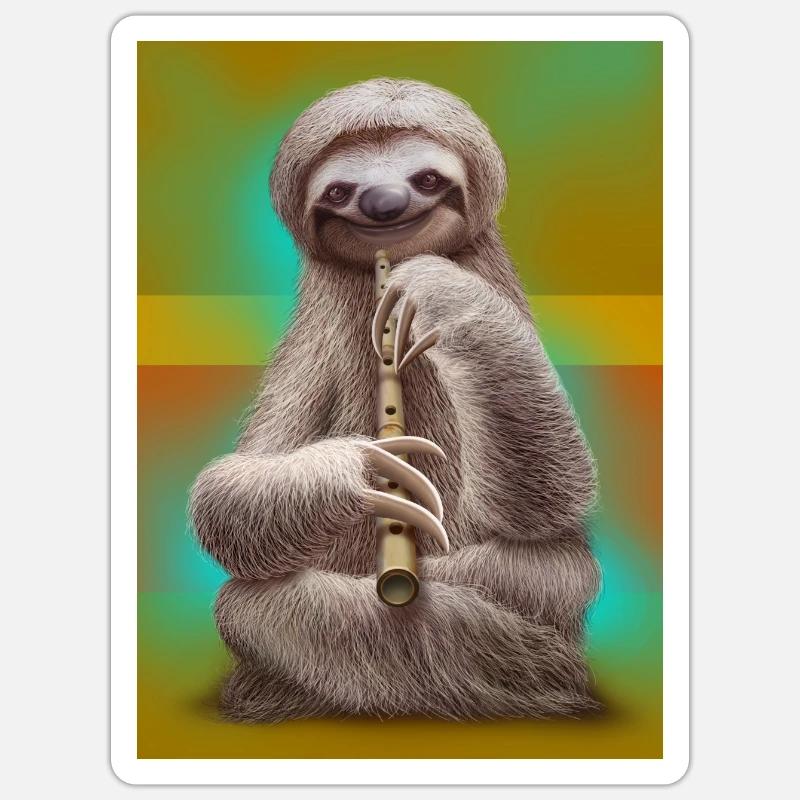 SLOTH FLUTE final Sticker size S (10 x 10 cm)