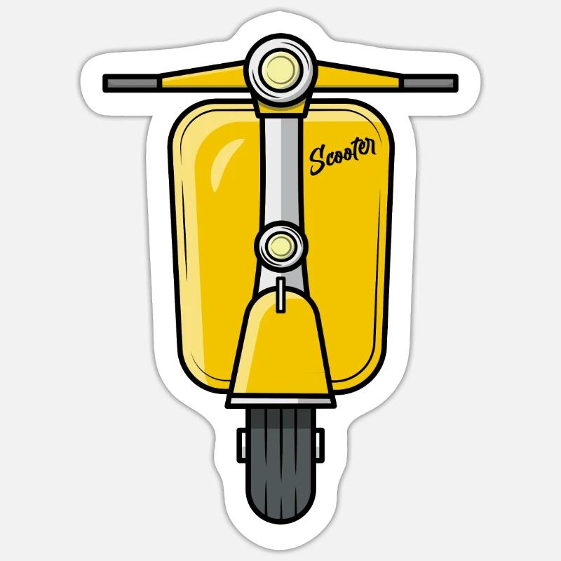 Scooter Motorroller Roller gelb - Sticker Größe S (10 x 10 cm) - Mattweiß