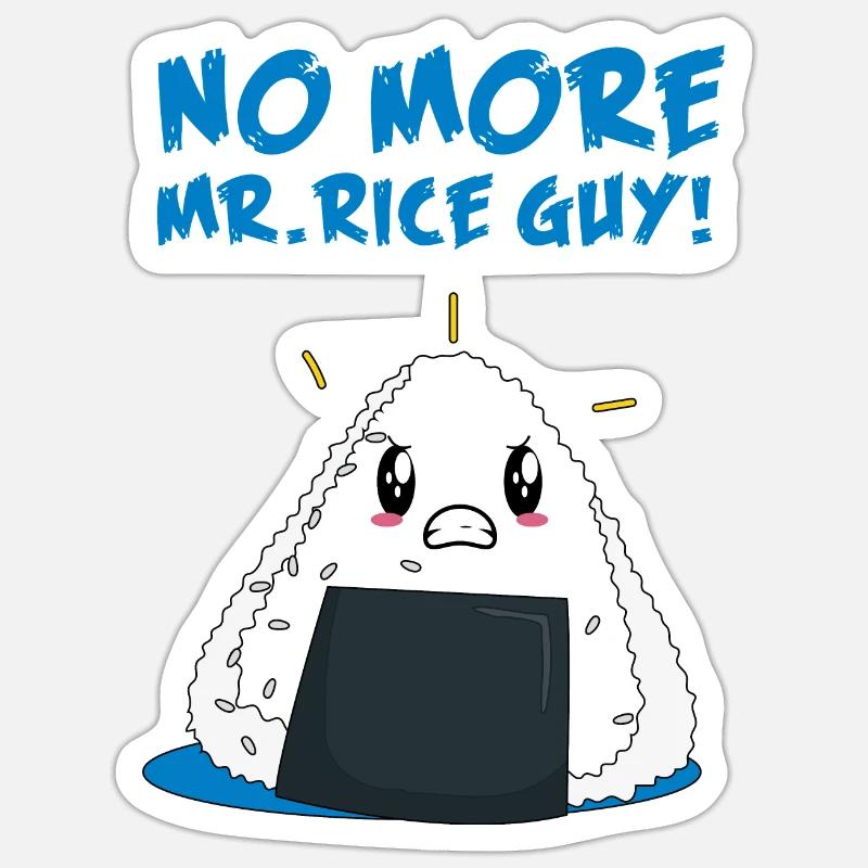Drôle No More Rice Guy - Sticker taille S (10 x 10 cm) - blanc mat