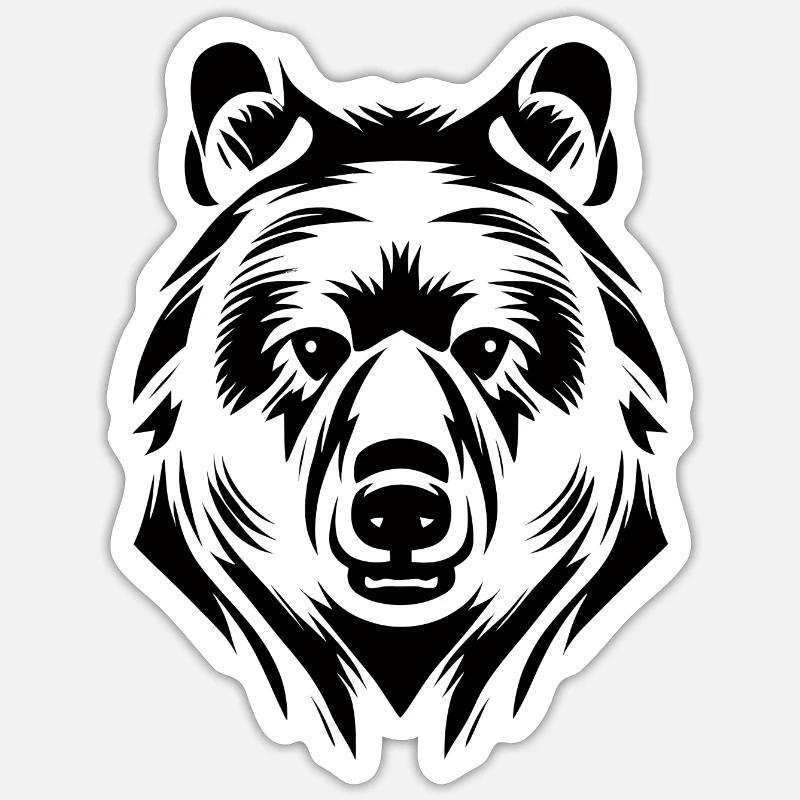 Kopf eines Bären, graphisch, cool Sticker Größe S (10 x 10 cm)