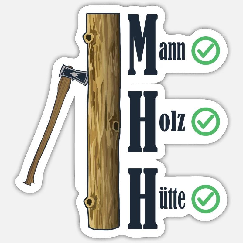 Axt in Baum hell - Sticker Größe S (10 x 10 cm) - Mattweiß