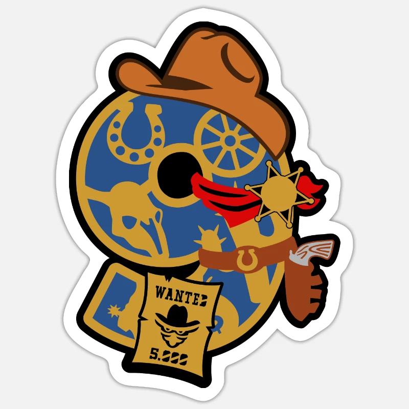 Cowboy 9. Geburtstagsparty Nummer 9 - 9 Jahre - Sticker Größe S (10 x 10 cm) - Mattweiß
