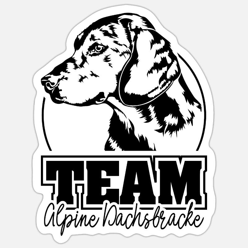 ÉQUIPE ALPINE DACHSBRACKE Chiens de chasse Wilsigns - Sticker taille S (10 x 10 cm) - blanc mat