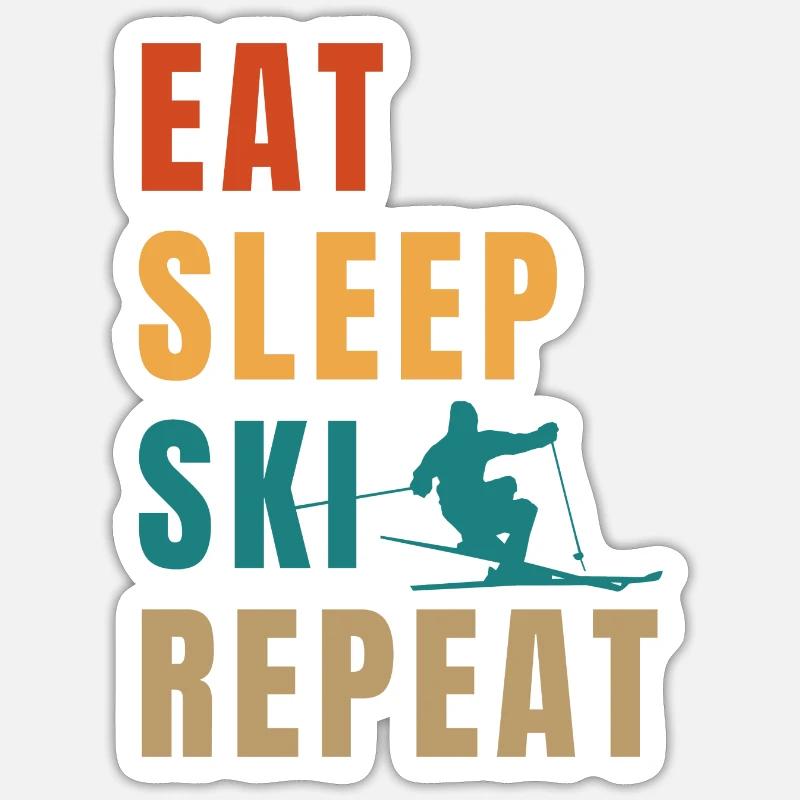 Manger dormir ski répéter - Sticker taille S (10 x 10 cm) - blanc mat