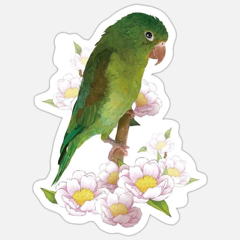 La Perruche bronzée - Sticker taille S (10 x 10 cm) - blanc mat