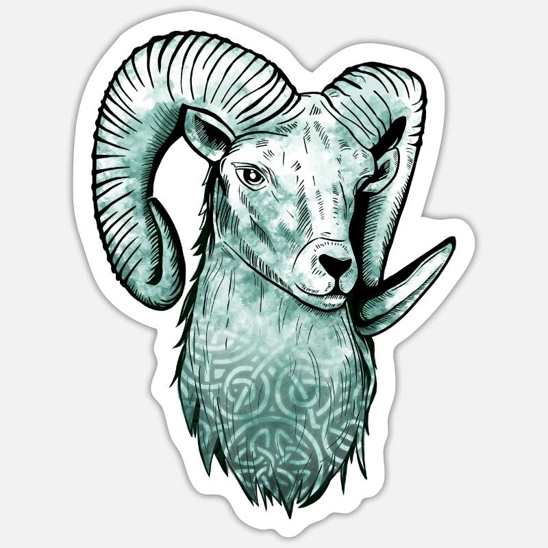 Widder Keltisch - Sticker Größe S (10 x 10 cm) - Mattweiß