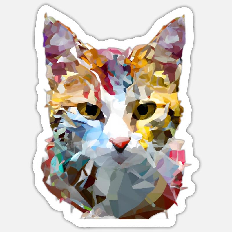 Abstract Polygon Geometric Cat - Sticker size S (10 x 10 cm) - white matte