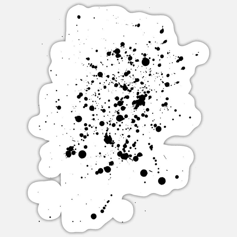 Schwarze Kleckse oder Farbspritzer - Sticker Größe S (10 x 10 cm) - Mattweiß