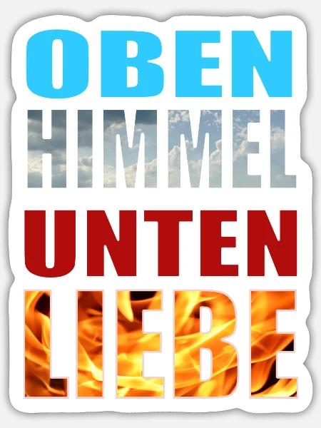 Oben Himmel unten Liebe - Sticker Größe S (10 x 10 cm) - Mattweiß