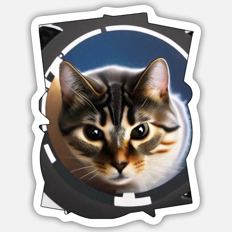 Space cat - Sticker Größe S (10 x 10 cm) - Mattweiß